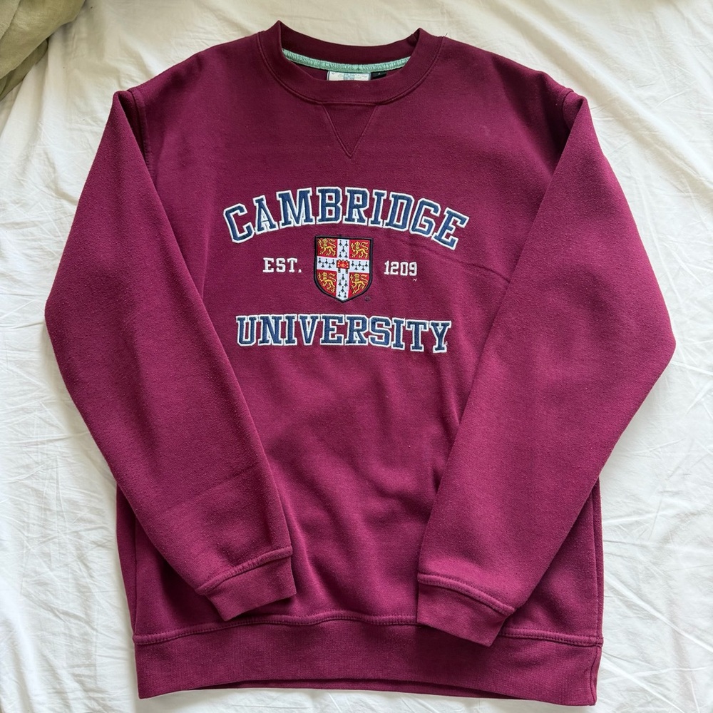 Cambridge University Burgundy Crew Neck Sweater